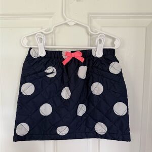 Gymboree Blue & White Polka Dot Skirt with Coral Accent - Size 5t